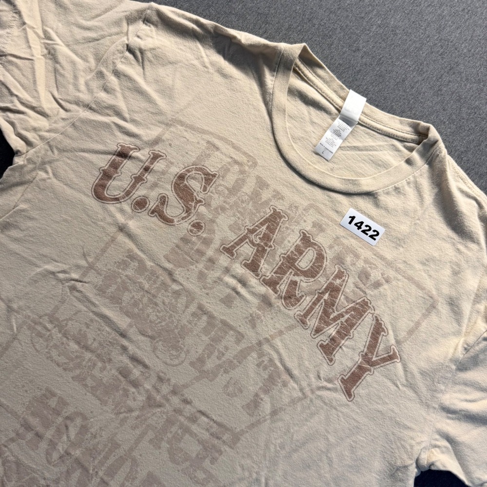 Next Level Apparel US Army Graphic T-Shirt Tan Short Sleeve Large Military Tee